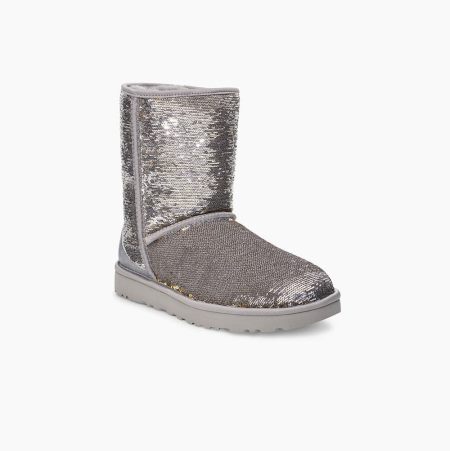 UGG Classic Short Cosmos Sequin Gold Silver Boots for Women (CQLS09128)